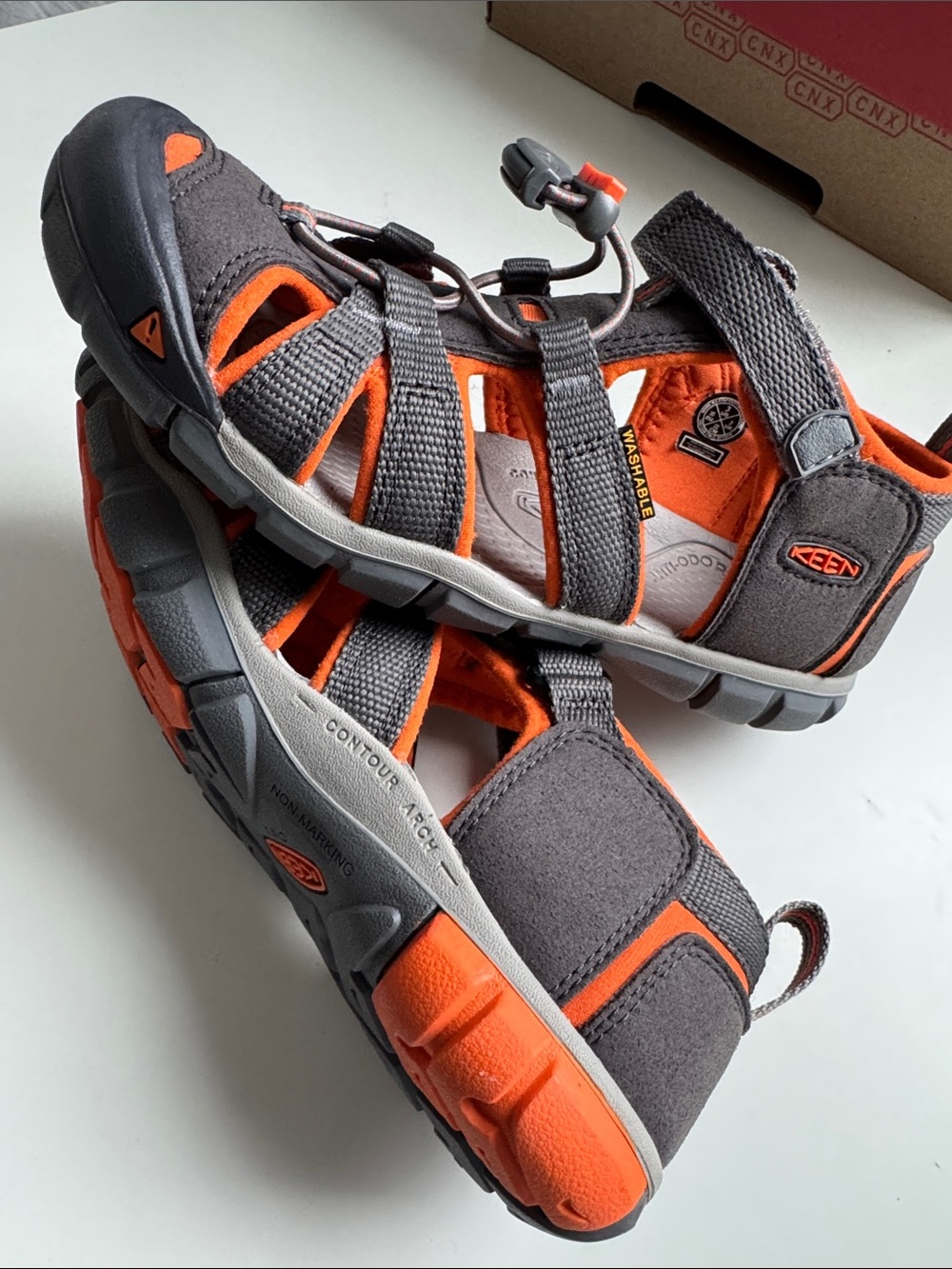 Keen Kids Gray and Orange Closed-Toe Sport Sandals